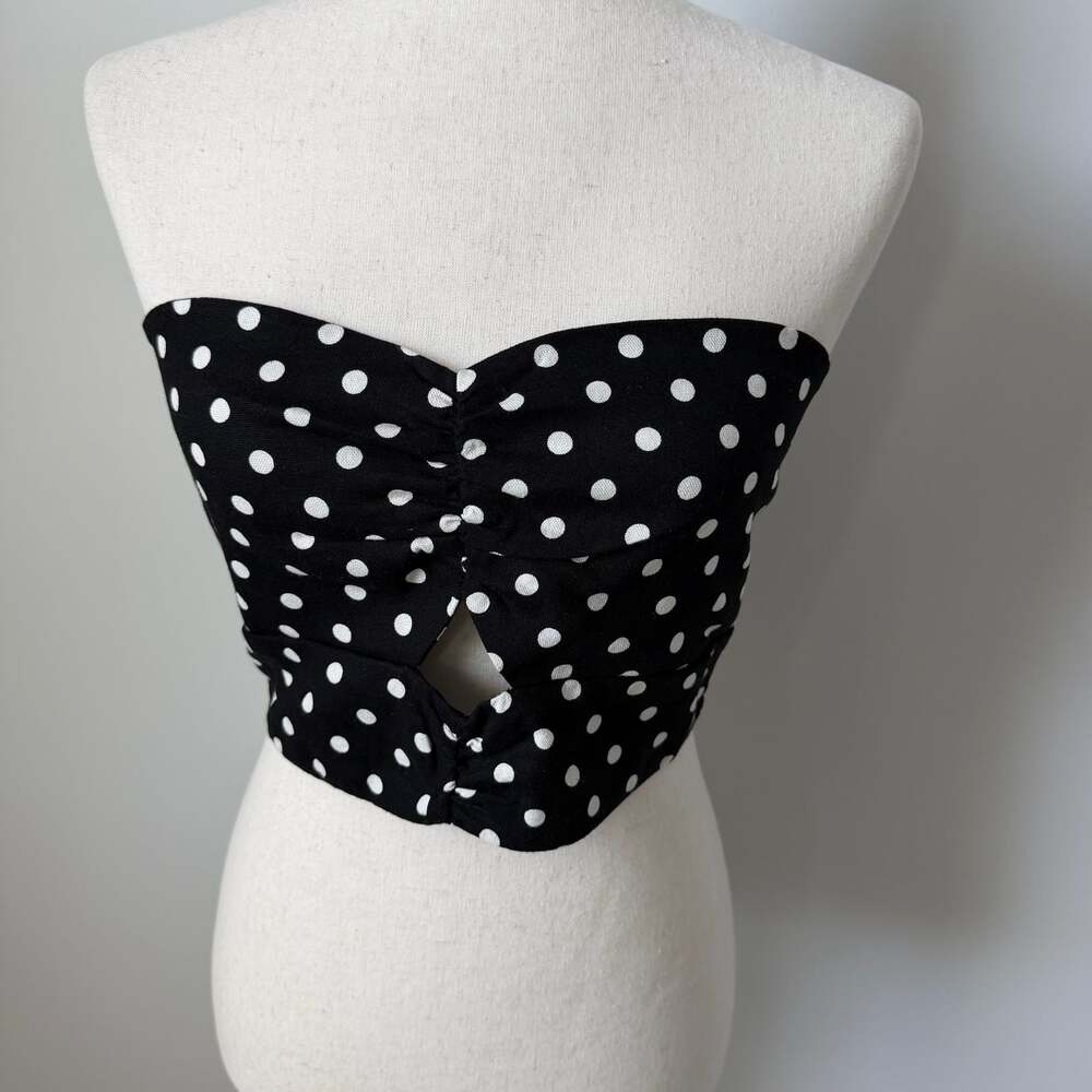 Monteau Smocked Polka Dot Tube Crop Top